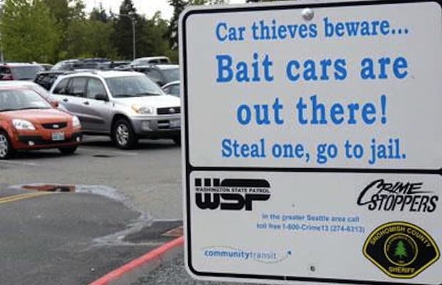 Bait Car sign