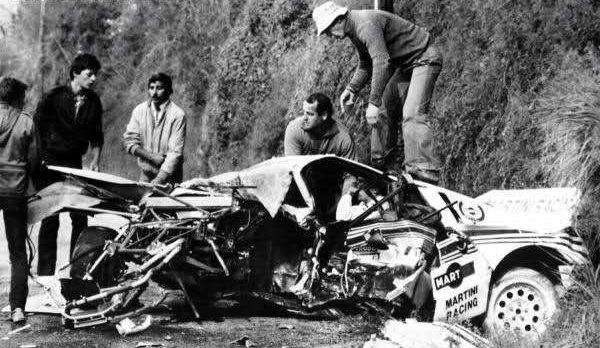 H Lancia του Bettega μετά το μοιραίο ατύχημα