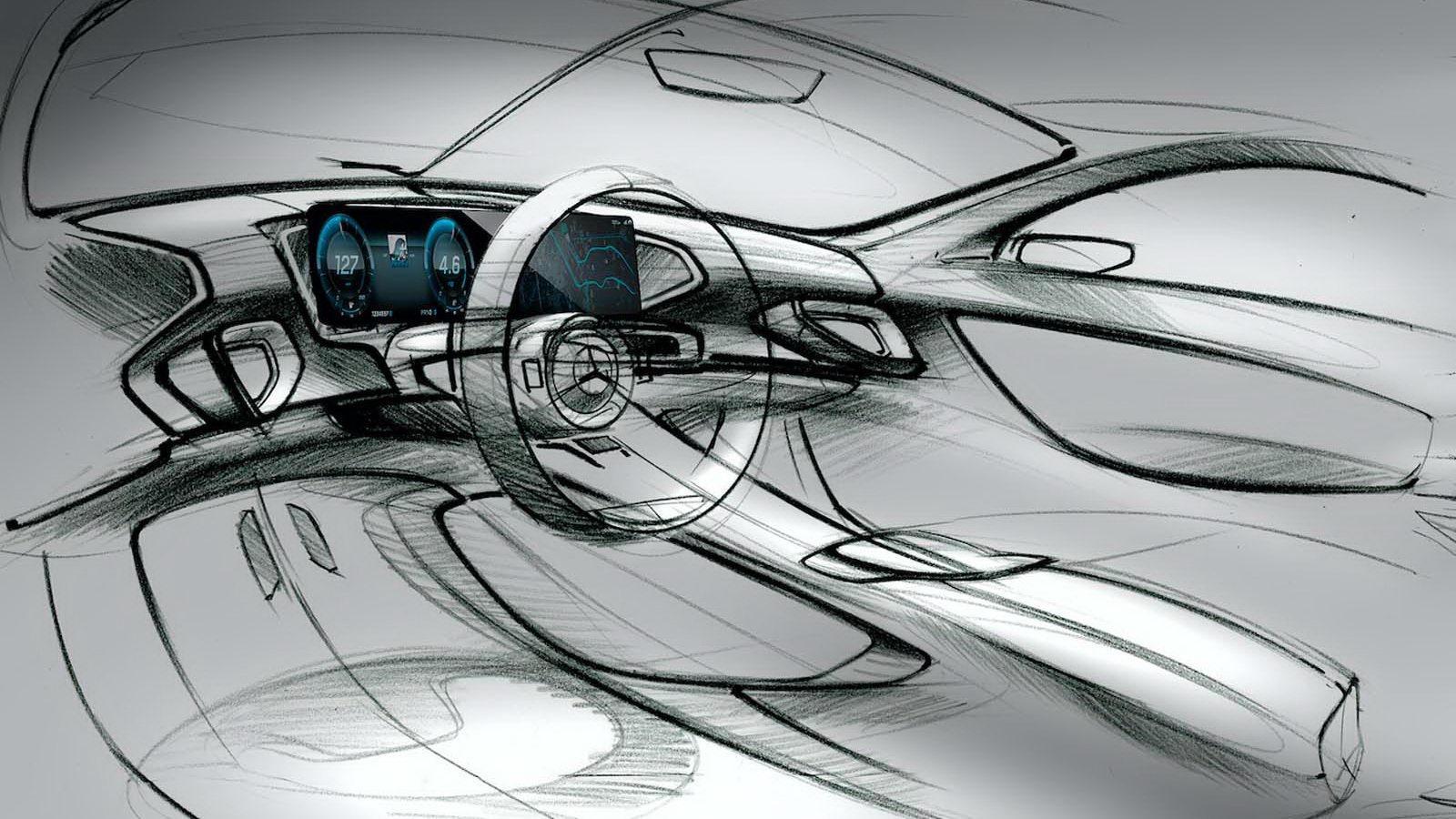 Mercedes-Benz GLE 2019 interion sketch
