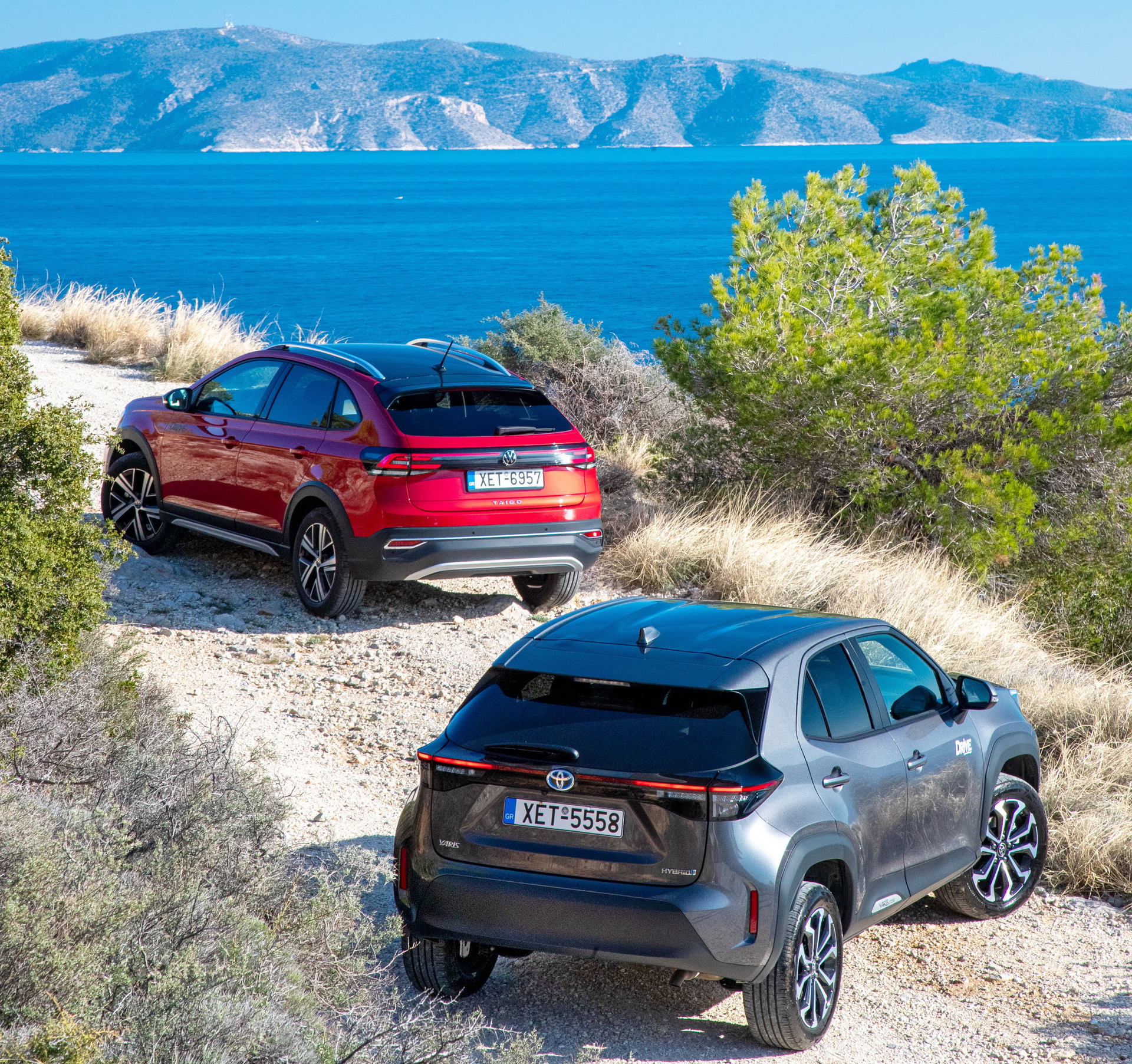 B-SUV comparative test: Τoyota Yaris Cross 1.5 Hybrid vs Volkswagen Taigo 1.0 TSI 110 PS DSG, photo credits DRIVE Magazine/Thanassis Koutsogiannis