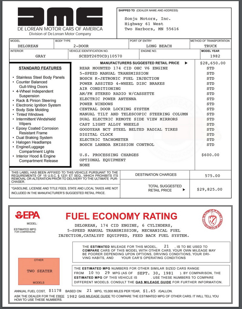 DeLorean DMC-12 1981-1983