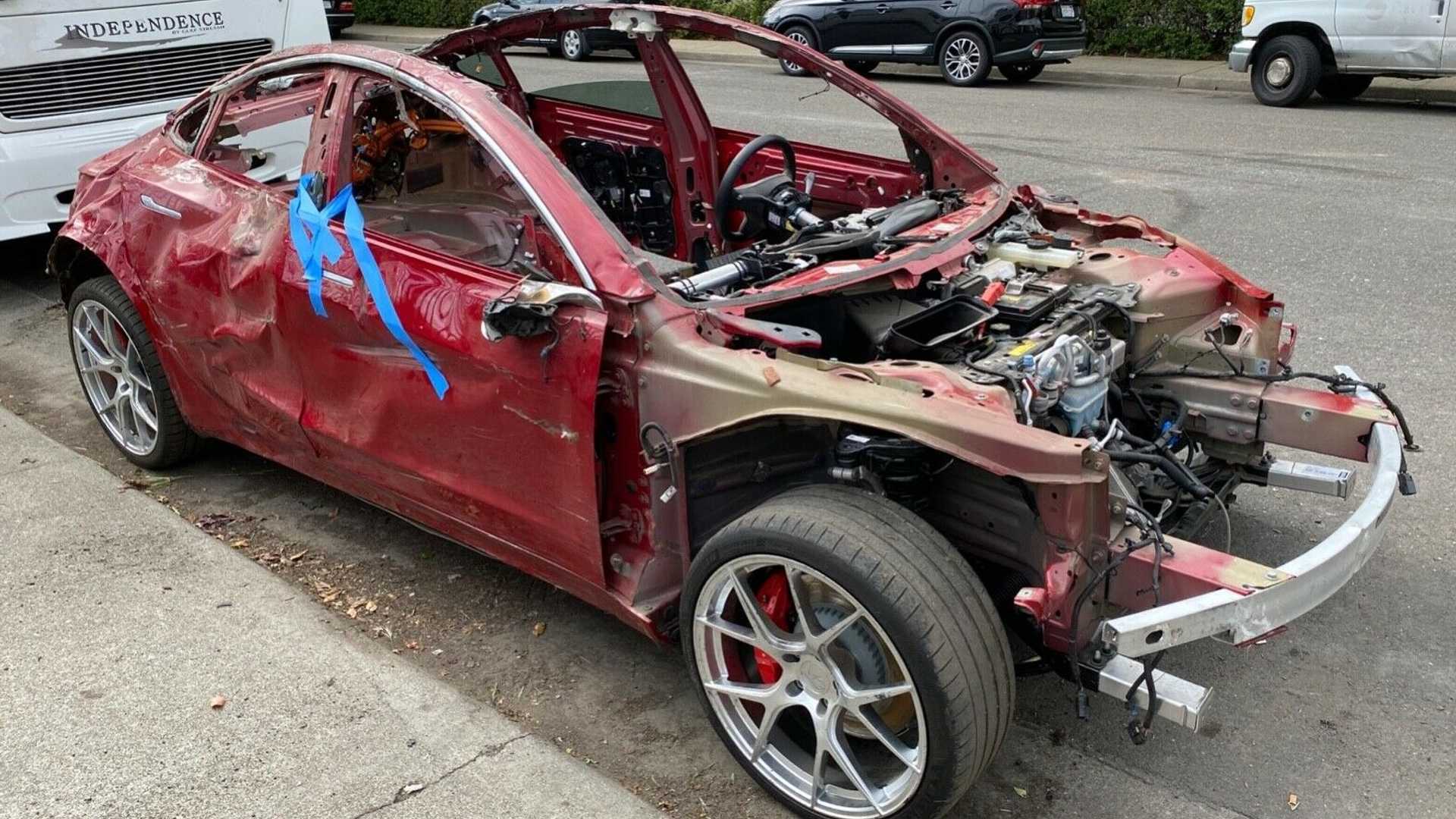 wrecked tesla