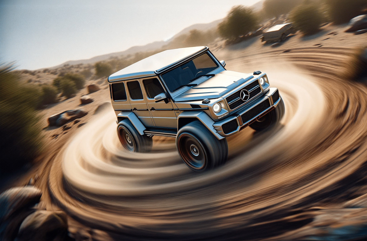 H Mercedes EQG μπορεί να κάνει πιρουέτα 360ο, τη «στροφή G», όπως την αποκαλεί ο Ola Källenius, κάνοντας αναστροφή επιτόπου. Mercedes EQG