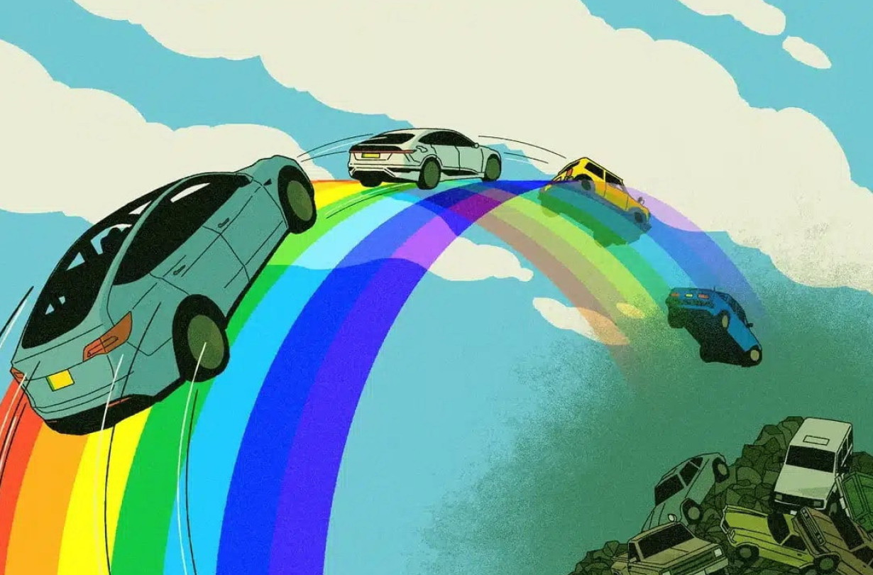 H νέα πολιτική των ΗΠΑ για την ηλεκτροκίνηση κάνει U-turn με χειρόφρενο! Illustration © R. Fresson @ The Guardian Donald Trump, One Big Beautiful Bill Act