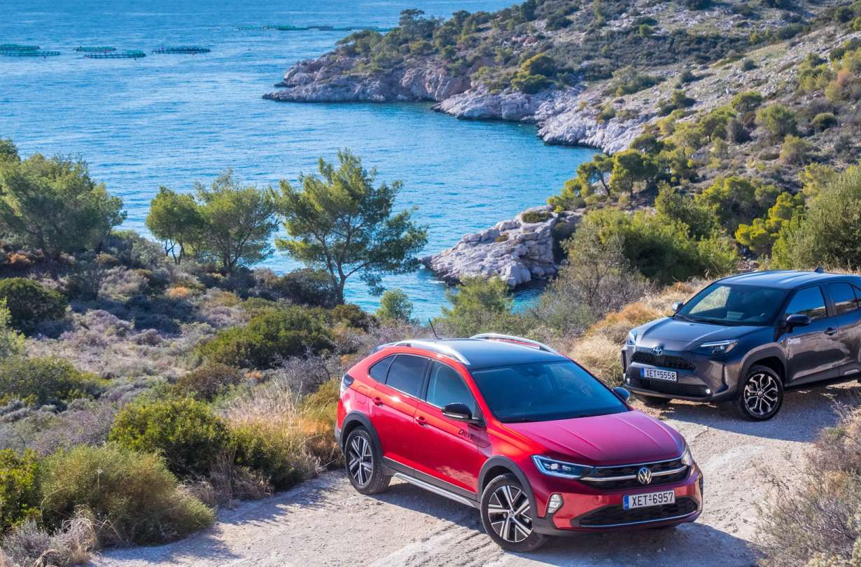 B-SUV comparative test: Τoyota Yaris Cross 1.5 Hybrid vs Volkswagen Taigo 1.0 TSI 110 PS DSG, photo credits DRIVE Magazine/Thanassis Koutsogiannis