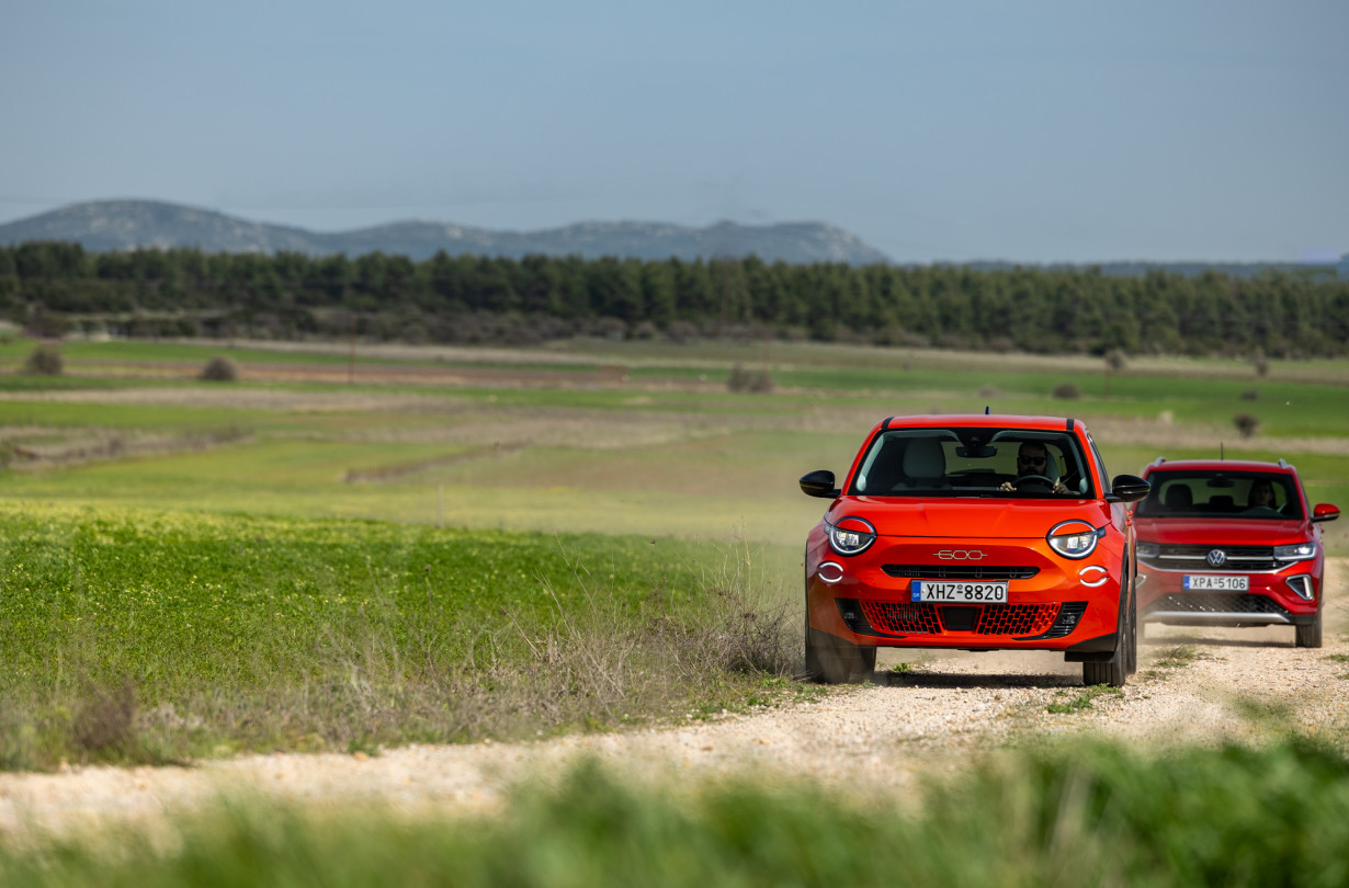 FIAT 600 και VW T-Cross εκφράζουν τη διαφορετική σχεδιαστική αντίληψη μεταξύ Γερμανών και Ιταλών Test drive: FIAT 600 vs Volkswagen T-Cross/Photo © DRIVE Media Group/Thanasis Koutsogiannis