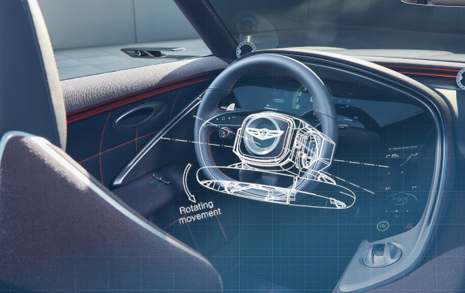 To αναδιπλούμενο τιμόνι που εξελίσσει η Hyundai και θα δούμε σε μοντέλο της Genesis, αναμένεται να έχει πολλαπλά οφέλη Genesis Foldable Steering Wheel