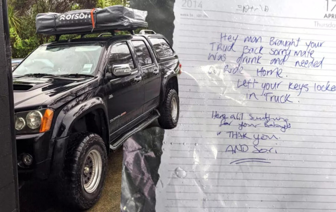 Ο Νεοζηλανδός σοκαρίστηκε όταν του έκλεψαν το αυτοκίνητο, αλλά η έκπληξή του ήταν ακόμα μεγαλύτερη όταν το επέστρεψαν, με ένα απολογητικό σημείωμα και πολλά δώρα. έκλεψαν