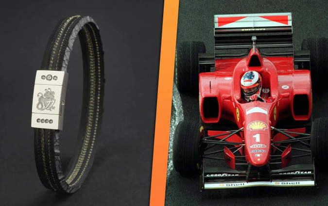Νικητήριο ελαστικό του Michael Schumacher μετατρέπεται σε συλλεκτικό μπρασελέ. Για πολύ πλούσιους καρπούς. Michael Schumacher