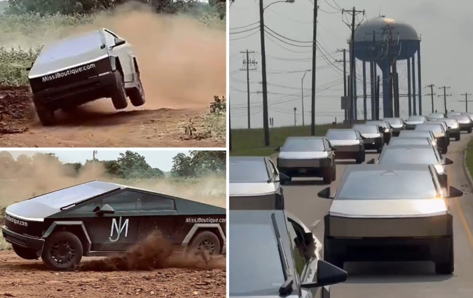 Αν ένα Tesla Cybertruck αποτελεί το γεγονός της πόλης, όταν εμφανίζονται 75 μαζί, θες να ανοίξει η γη να σε καταπιεί. Tesla Cybertruck