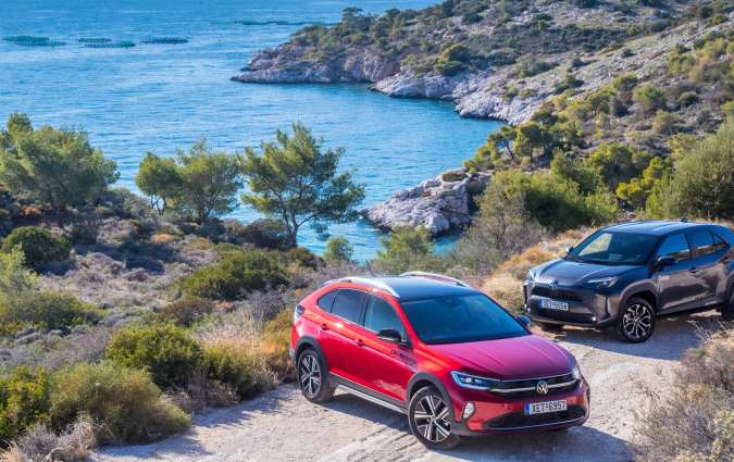 B-SUV comparative test: Τoyota Yaris Cross 1.5 Hybrid vs Volkswagen Taigo 1.0 TSI 110 PS DSG, photo credits DRIVE Magazine/Thanassis Koutsogiannis